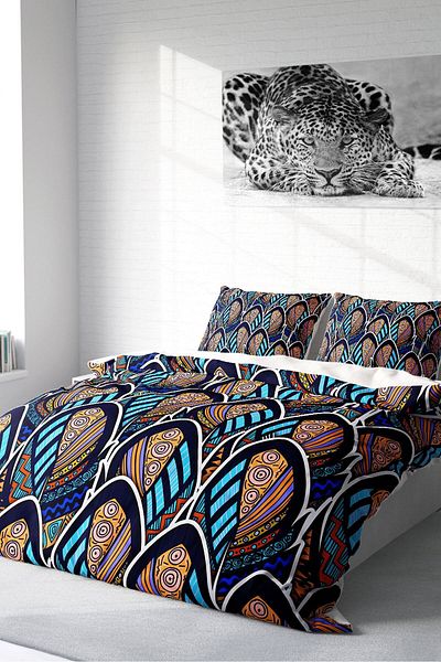 PerlaSera Bohemian Style Double Duvet Cover Set - Tightly Woven Cotton Satin, 3D Custom Design