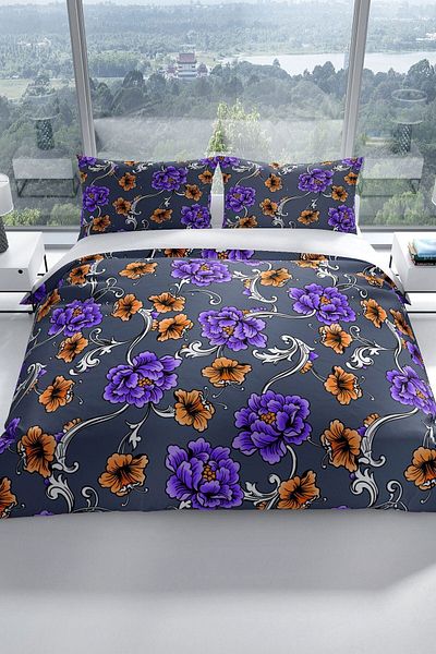 PerlaSera Floral 3d Cotton Satin Double Duvet Cover Set