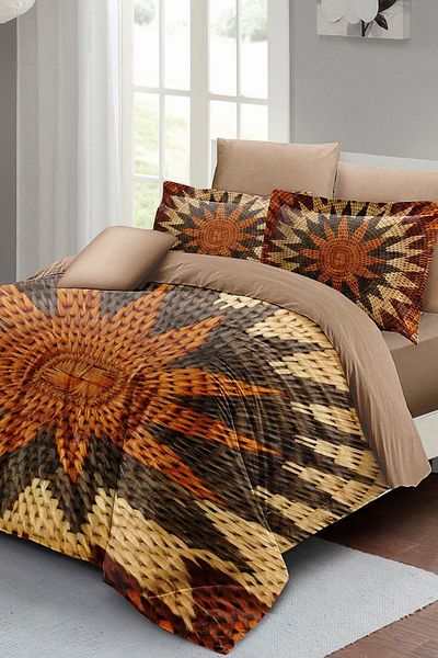 PerlaSera 3D Custom Designed Double Duvet Cover Set - Satin, Cotton and Wicker Flower