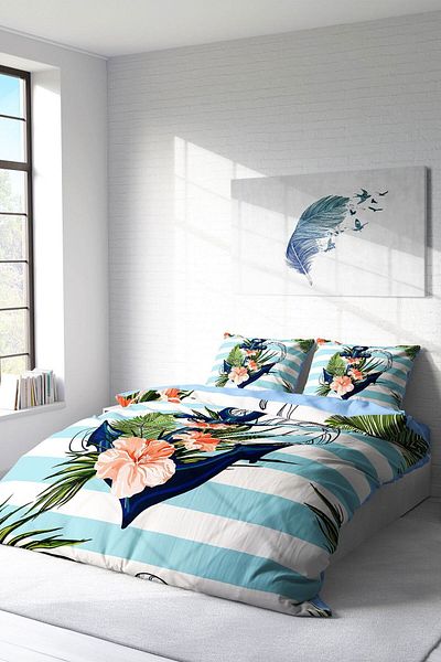 PerlaSera 3D Custom Design - Double Duvet Cover Set, Tightly Woven Cotton Satin Anchor