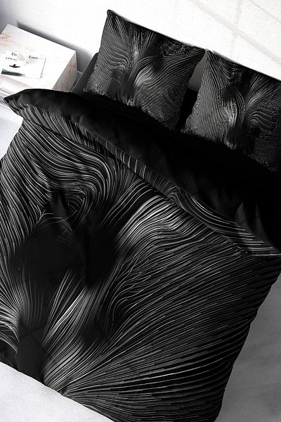PerlaSera Gray Motion - Double Duvet Cover Set, Tightly Woven Cotton Satin, 3D Custom Design