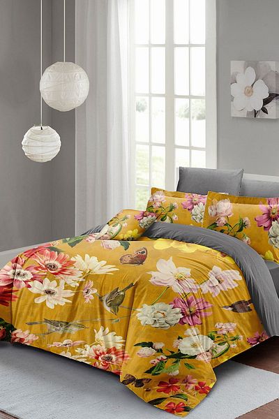 PerlaSera تصميم مخصص ثلاثي الأبعاد من Rose Mix - طقم غطاء لحاف مزدوج، مصنوع من القطن الساتان المنسوج بشكل محكم