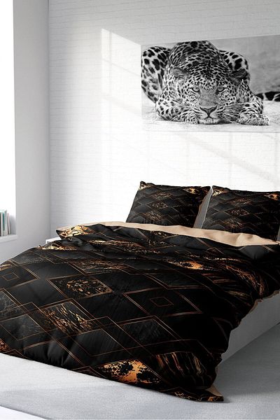 PerlaSera 3D Custom Design Brown Suite - Double Duvet Cover Set, Tightly Woven Cotton Satin