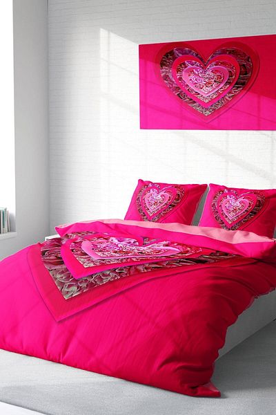 PerlaSera Duvet Cover Set - Double, Tightly Woven, Cotton Satin, 3D Custom Design, Rose Valentine