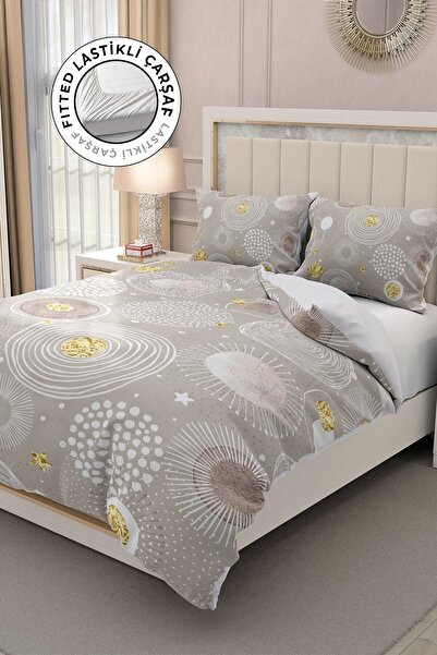 MonoHome Set cuvertură de pilota dublă din satin 100% bumbac cu cearșafuri el...