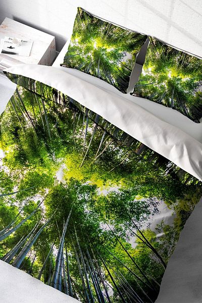 PerlaSera 3D Special Designed Double Duvet Cover Set - Satin, Cotton, Natural Forest 1