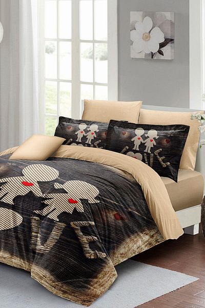 MonoHome Valentine's Day Double Duvet Cover Set 100% Cotton Satin My Heart Is You