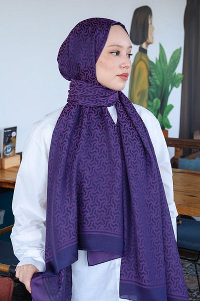 Hint İpek Double Paint Cotton Jacquard Shawl Pmkjkv02-19