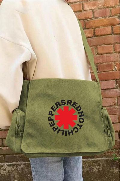 Touz Moda RHCP Printed Unisex Green Messenger Τσάντα