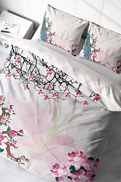 MonoHome Σετ Παπλωματοθήκη Peacock Natural Διπλό