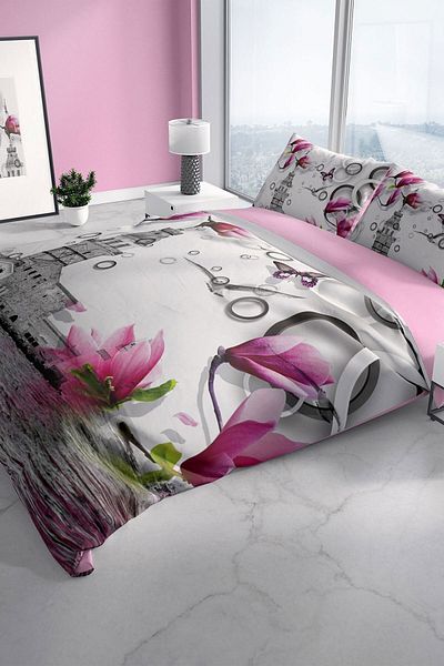 Cattleya Istanbul 3d Cotton Satin Double Duvet Cover Set
