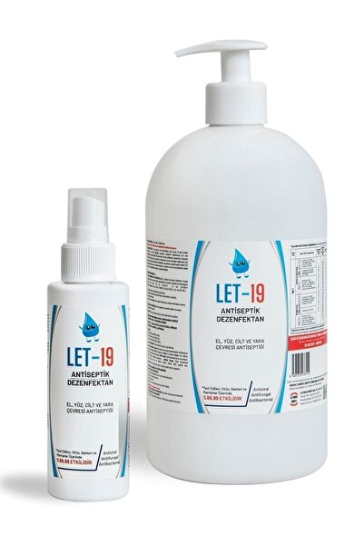 LET-19 Hipokloröz El & Yüz & Cilt Alkolsüz Dezenfektan Ve Antiseptik 1 Litre Pompa 100ml Sprey