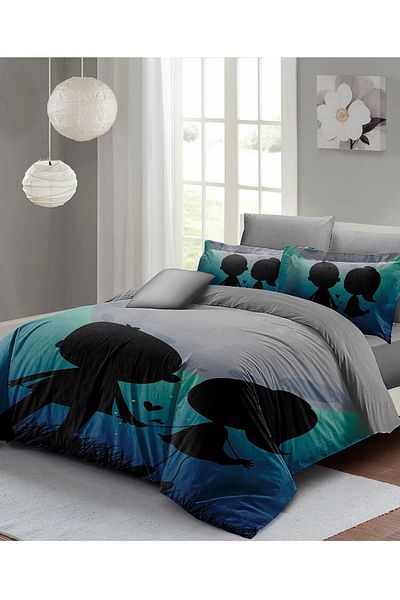 PerlaSera 3D Custom Design for Valentine's Day - Double Duvet Cover Set, Tightly Woven Cotton Satin