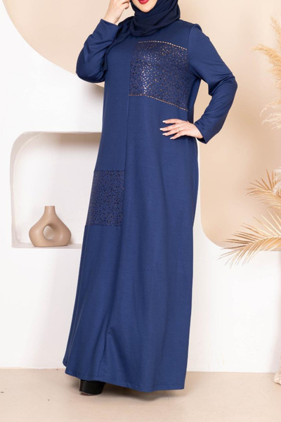 Tuğralı Tesettür Stone Patterned Dress