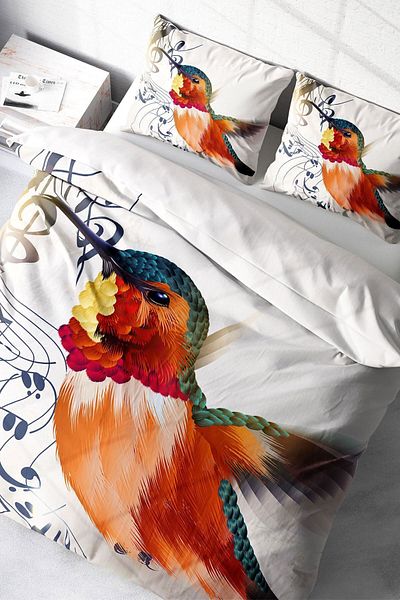 PerlaSera 3D Custom Design - Double Cotton Satin Duvet Cover Set, Sarcastic Bird