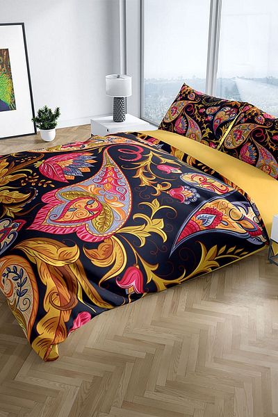 Cattleya Indian 3d Cotton Satin Double Duvet Cover Set
