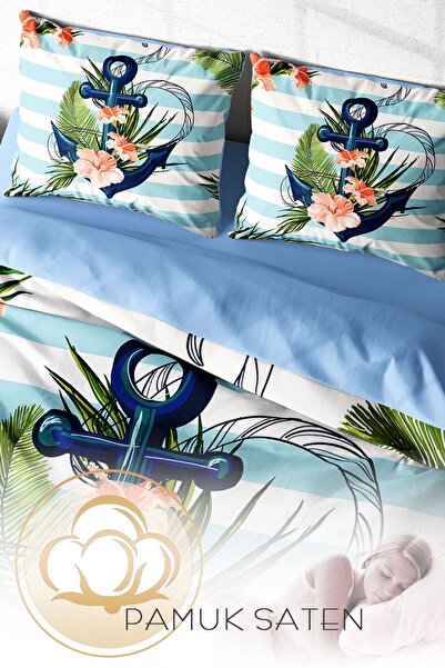 PerlaSera 3D Спеціальний дизайн - Двоспальний комплект постільної білизни, щільна бавовняна сатинова тканина Anchor