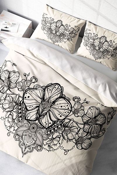 PerlaSera 3D Custom Design Duvet Cover Set - Tightly Woven Cotton Satin, Double, Gray Lines