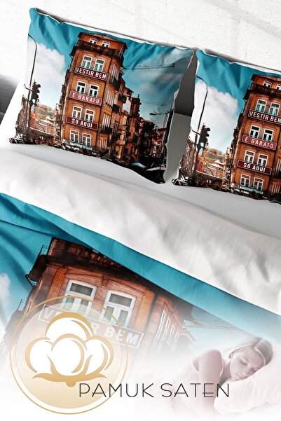 PerlaSera 3D Custom Design - Double Duvet Cover Set, Tightly Woven Cotton Satin, Apartment Modern