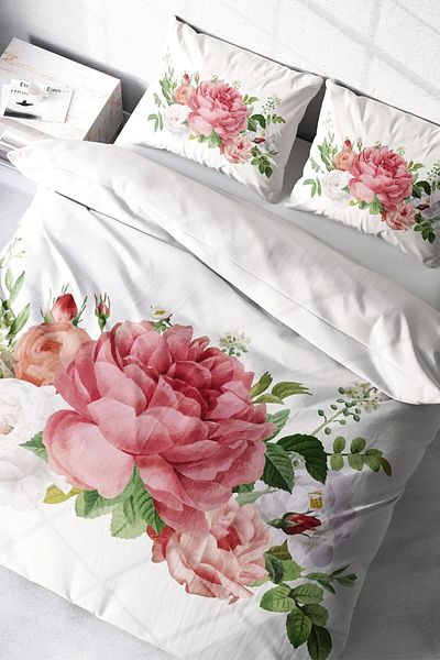 PerlaSera 3D Custom Design New Floral Duvet Cover Set - Double, Satin Cotton, No Sheet