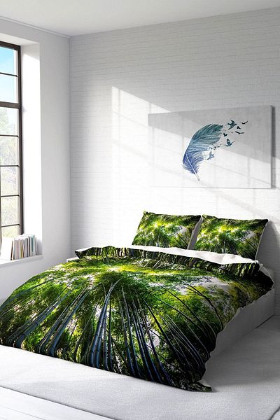 PerlaSera 3D Special Designed Double Duvet Cover Set - Satin, Cotton, Natural Forest 1