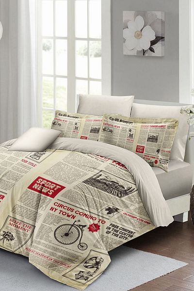 MonoHome 100% Cotton Satin Double Duvet Cover Set with Elastic Sheets Advert