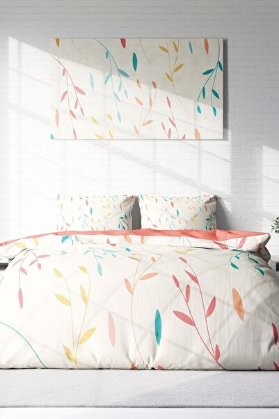 PerlaSera 3D Custom Design - Double Duvet Cover Set, Tightly Woven Cotton Satin, Leaf