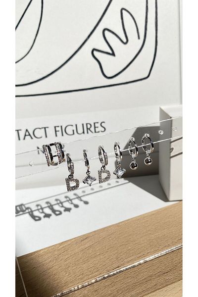 GAMZE Vip Letter D Steel Cartilage and Internal Earrings Set