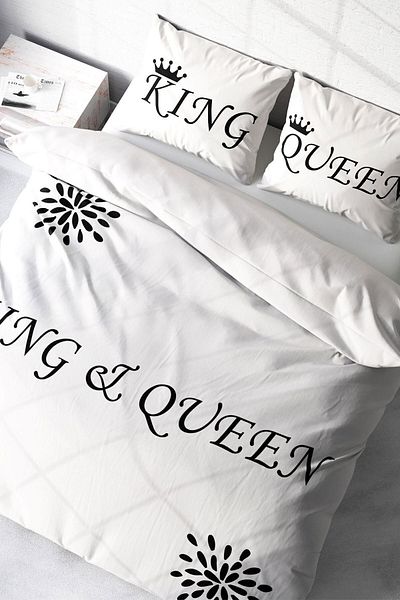 PerlaSera 3D Custom Design Duvet Cover Set - Tight Woven Cotton Satin, White King-Queen