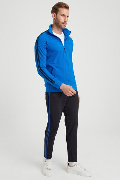 DYNAMO Men's Saks Large Size Tracksuit Set Diver Fabric with Stripes on the Sides