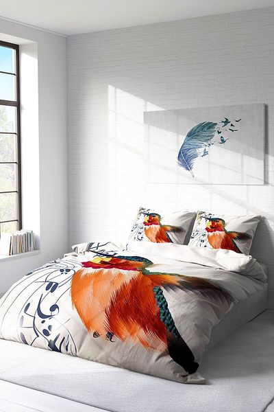 PerlaSera 3D Custom Design - Double Cotton Satin Duvet Cover Set, Sarcastic Bird