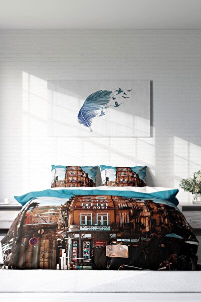 PerlaSera 3D Custom Design - Double Duvet Cover Set, Tightly Woven Cotton Satin, Apartment Modern