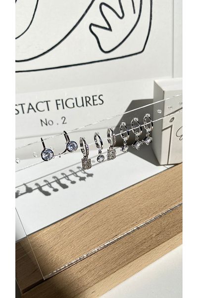 GAMZE Vip Steel Letter B Cartilage Included Earring Set