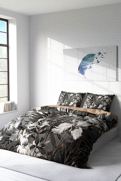 PerlaSera 3D Custom Design - Double Cotton Satin Duvet Cover Set, Gray Casual