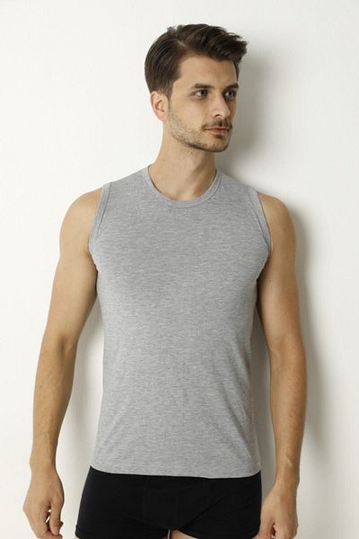 BODYSOFTS Men's 0-sleeve 0-collar Athlete Gray 100% Cotton 3013