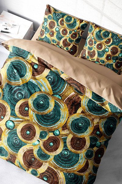 PerlaSera 3D Vintage Design Duvet Cover Set - Tightly Woven Cotton Satin, Double