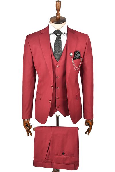 DeepSEA Men's Plum Vest 3-piece Suit - Double Button, Double Slit 2303084