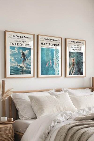 Postifull Set de pictură tematică de vară, 3 bucăți cadru din lemn și poster ...