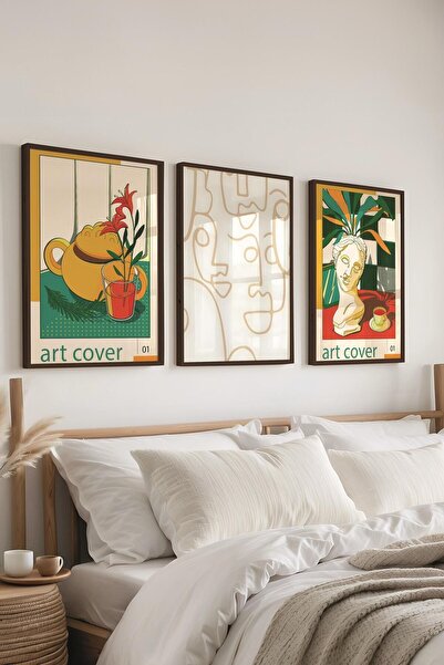 Postifull Set de pictură minimalistă, 3 bucăți cadru negru și poster - decor ...