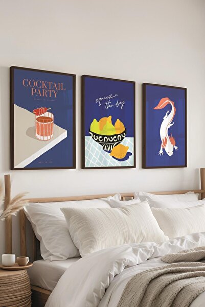 Postifull Maximalist Painting Set, 3 Pcs Black Frame and Poster - Bedroom, Ki...