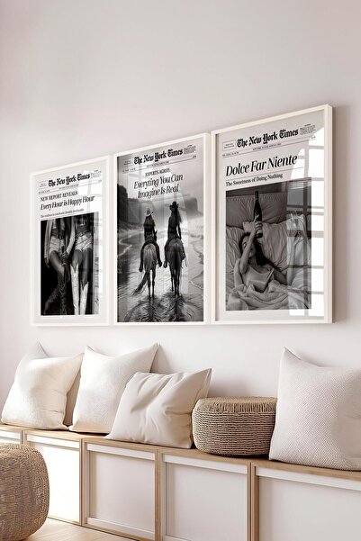 Postifull Set de pictură minimalistă, 3 bucăți cadru alb și poster - dormitor...