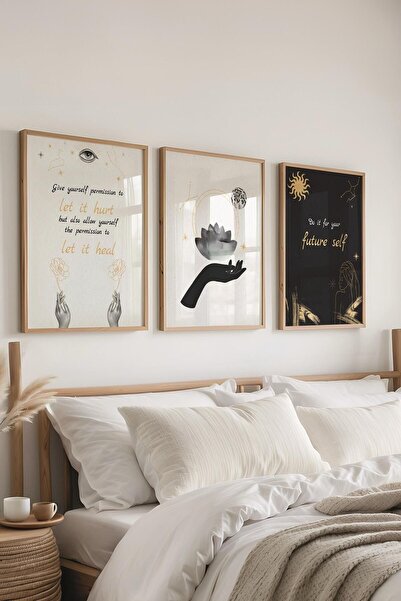 Postifull Vintage Painting Set,3Pcs Wooden Frame and Tarot Poster - Bedroom, Kitchen, Living Room Wall Decor