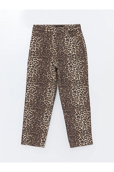 LC Waikiki Dámské kalhoty LcwVision- Brown Leopard Print StandardFit