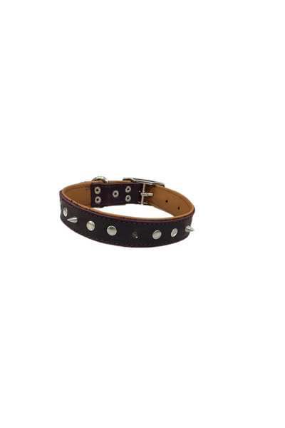 Lndr Real Leather Medium Arc Soft Textured Metal Ornate Dog Collar - 2.5 X 55 cm