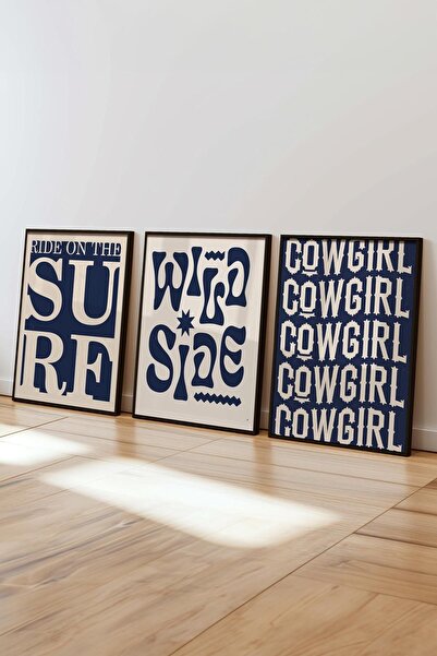 Postifull Minimalist Painting Set, 3 Pcs Black Frame and Poster - Bedroom, Living Room, Kitchen Wall Decor