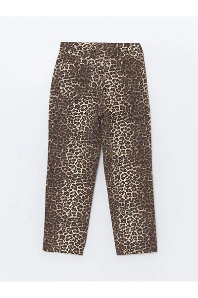 LC Waikiki Dámské kalhoty LcwVision- Brown Leopard Print StandardFit