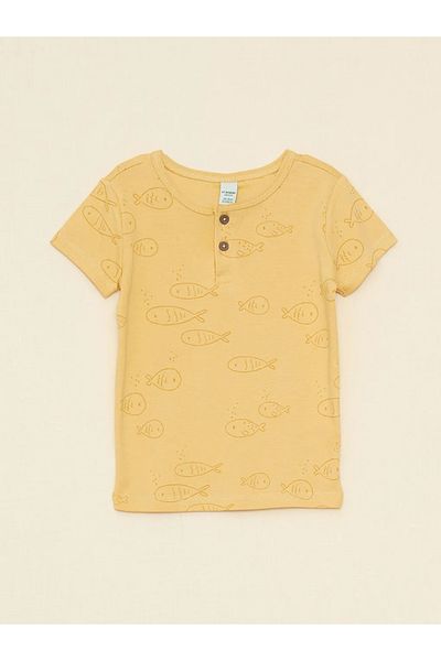 LC Waikiki Lcw Baby - Yellow Printed Baby Boy Pajamas Set, Crew Neck, Short Sleeve