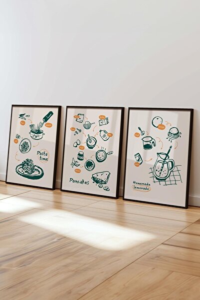 Postifull Minimalist Tablo Seti, 3 Adet Siyah Çerçeve ve Poster - Yatak Odası, Salon, Mutfak Duvar Dekoru
