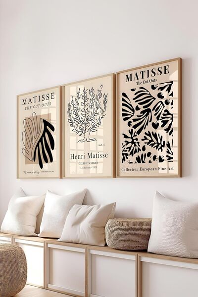 Postifull Matisse Painting Set,3Pcs Wooden Frame with Art Series Poster - Bedroom, Kitchen, Living Room Decor
