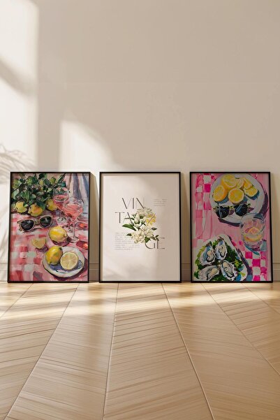 Postifull Maximalist Tablo Seti, 3 Adet Siyah Çerçeve ve Poster - Yatak Odası, Mutfak, Salon Duvar Dekorasyon